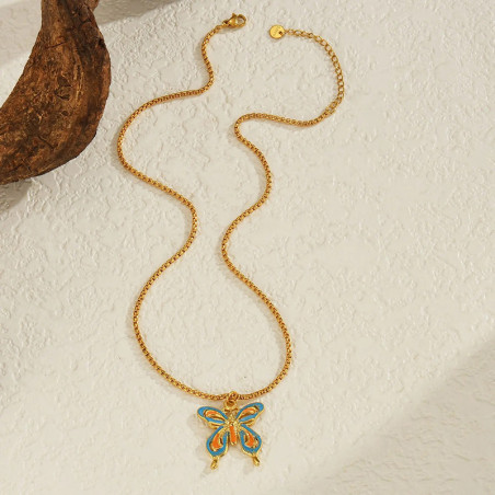 Schmetterling Halskette Pastell-Glanz – Goldener Damenschmuck