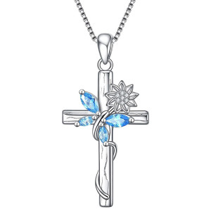 Halskette Kreuz Blume & Schmetterling | Spiritueller Schmuck