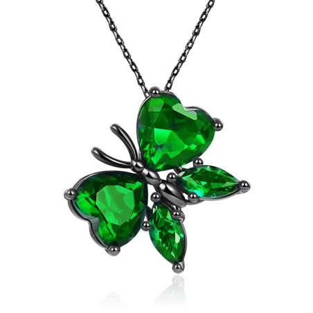 Schmetterling Halskette "Nacht-Smaragd" - Schmuck in Schwarz & Grün