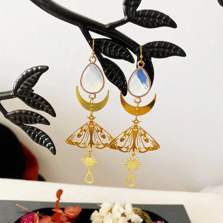Schmetterling Ohrringe "Mondschein": Boho & Lunar Schmuck!