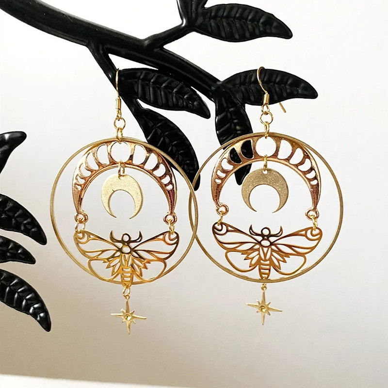 Ohrringe "Mondtanz" - Schmetterling und Mondphasen Schmuck