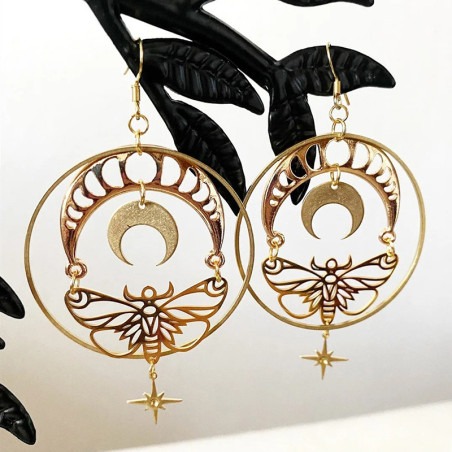 Ohrringe "Mondtanz" - Schmetterling und Mondphasen Schmuck