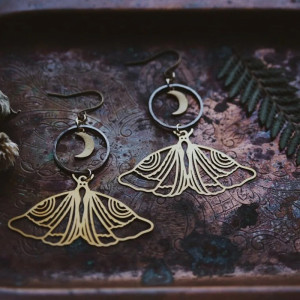 Ohrringe Schmetterling & Mond | Spiritueller Goldschmuck