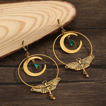 Smaragd Mond & Schmetterling Ohrringe | Einzigartiges Geschenk
