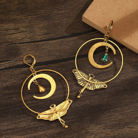Smaragd Mond & Schmetterling Ohrringe | Einzigartiges Geschenk
