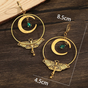 Smaragd Mond & Schmetterling Ohrringe | Einzigartiges Geschenk