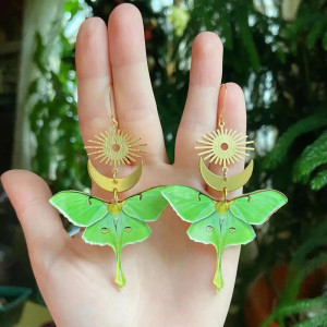 Grüne Schmetterling & Sonne Ohrringe - Himmlischer Boho Schmuck!
