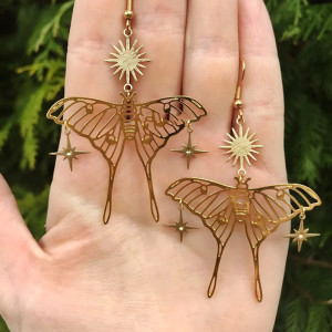 Schmetterling Ohrringe Sonne & Sterne - Himmlischer Goldschmuck!