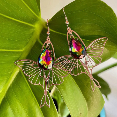 Schmetterling Ohrringe mit Regenbogen-Kristall | Süßer Schmuck
