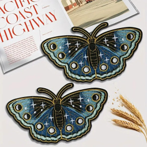Bestickter Schmetterling Aufnäher | Saphir-Galaxie Bügelpatch