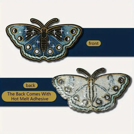 Bestickter Schmetterling Aufnäher | Saphir-Galaxie Bügelpatch