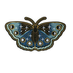 Bestickter Schmetterling Aufnäher | Saphir-Galaxie Bügelpatch