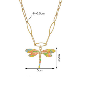 Goldene Libellen-Halskette | Bunter Emaille-Anhänger | Schmuck
