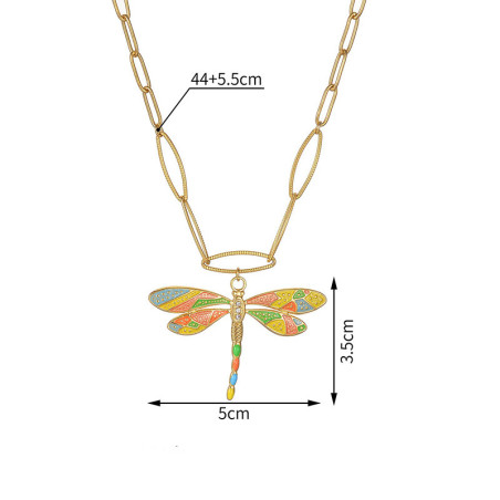 Goldene Libellen-Halskette | Bunter Emaille-Anhänger | Schmuck