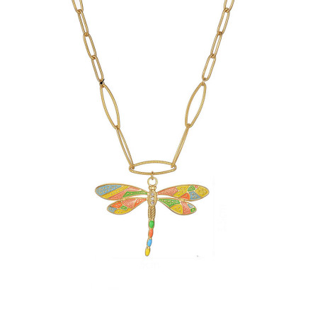 Goldene Libellen-Halskette | Bunter Emaille-Anhänger | Schmuck