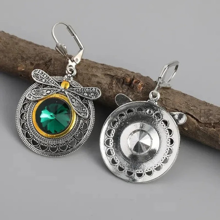Libellen-Ohrringe Königliche Smaragd - Vintage Libellen-Schmuck