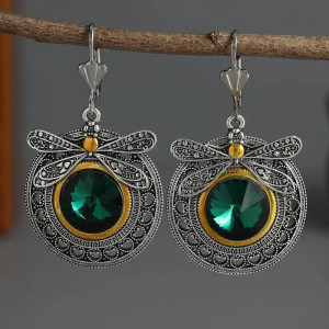 Libellen-Ohrringe Königliche Smaragd - Vintage Libellen-Schmuck