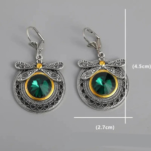 Libellen-Ohrringe Königliche Smaragd - Vintage Libellen-Schmuck