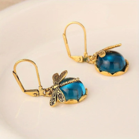 Libellen-Ohrringe Antik Blau | Boho & Vintage Libellenschmuck