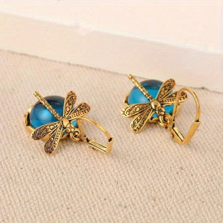 Libellen-Ohrringe Antik Blau | Boho & Vintage Libellenschmuck