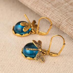 Libellen-Ohrringe Antik Blau | Boho & Vintage Libellenschmuck