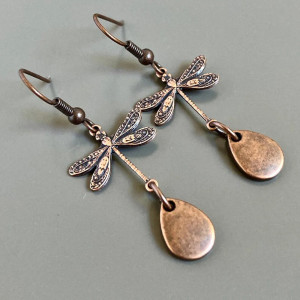 Libellen-Ohrringe Antike Eleganz | Vintage-Schmuck aus Bronze