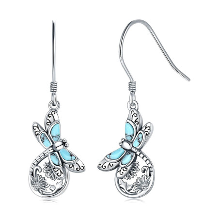 Türkisfarbene Libellen-Ohrringe | Handgefertigter Boho-Schmuck