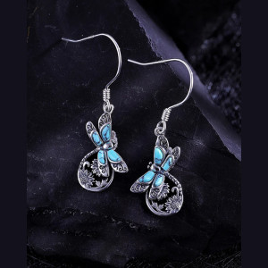 Türkisfarbene Libellen-Ohrringe | Handgefertigter Boho-Schmuck