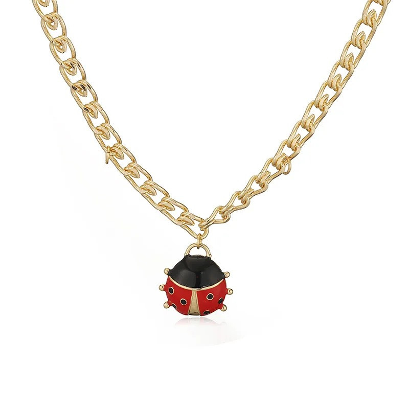 Königliche Marienkäfer Halskette - Goldener Modeschmuck Damen