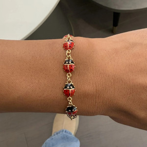 Marienkäfer Armband Glücksbringer | Goldener Schmuck für Damen
