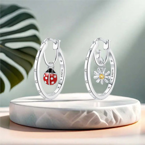 Marienkäfer & Gänseblümchen Ohrringe | 925 Silber Schmuck
