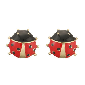 Dezente Marienkäfer-Ohrstecker - Süßer Schmuck in Rot & Gold