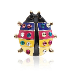 Marienkäfer Brosche "Regenbogen" | Bunter Strass-Schmuck
