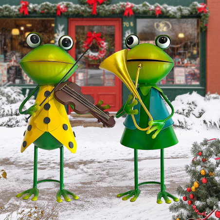 Musiker Froschfiguren Duo | Lustige & Originelle Gartendeko