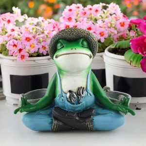 Zen Gärtner Frosch Figur | Lustige Deko für Garten & Balkon