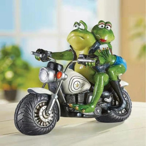 Biker-Frösche Statuette | Lustige Geschenkidee für Paare