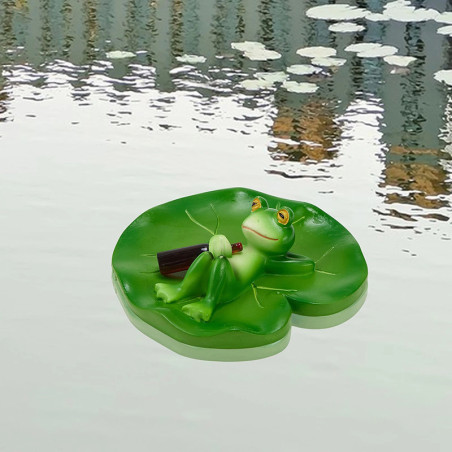Lustige Froschfigur 'Aperitif auf Seerose' | Gartendeko
