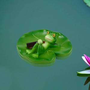 Lustige Froschfigur 'Aperitif auf Seerose' | Gartendeko