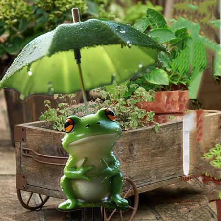 Gartendeko Frosch im Regen - Wasserdicht & Langlebig