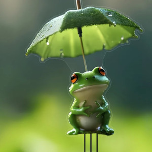 Gartendeko Frosch im Regen - Wasserdicht & Langlebig