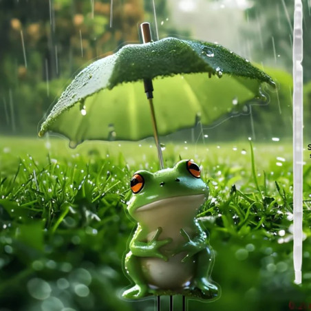 Gartendeko Frosch im Regen - Wasserdicht & Langlebig