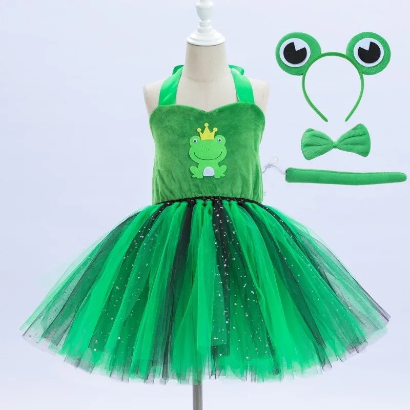 Kinder Froschkönigin Kostüm Kleid - Grünes & Schwarzes Tutu!