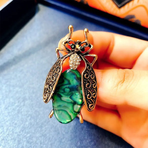 Skarabäus Brosche Smaragd-Barock - Eleganter Vintage Schmuck