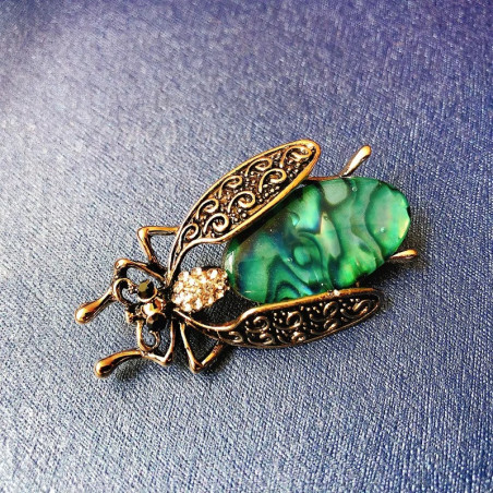 Skarabäus Brosche Smaragd-Barock - Eleganter Vintage Schmuck