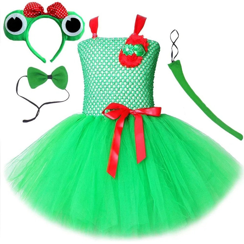 Frosch Kostüm für Mädchen „Miss Quak Glitzer“ - Grünes & Rosa Tutu!