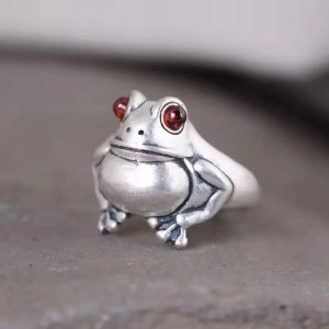 Bague Grenouille Étang d'Argent - bague redimensionnable
