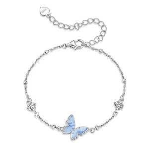 détails du Bracelet Papillon Éclat Azur Argent Sterling 925
