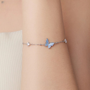vue portée du Bracelet Papillon Éclat Azur Argent Sterling 925