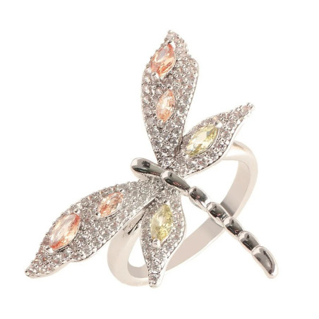 Ring Libelle & Schmetterling Silber 925 'Funkelnder Garten'