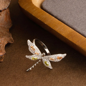 Ring Libelle & Schmetterling Silber 925 'Funkelnder Garten'